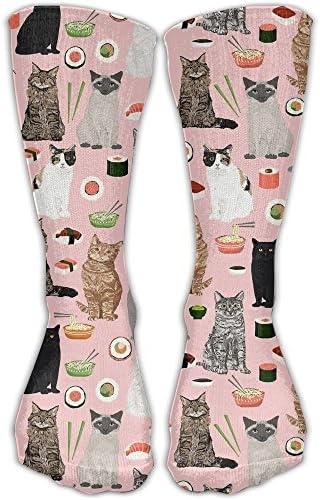 Cat Breeds Sushi Kawaii Man Womens Dress Socks Novelty Badminton Comfort Moisture Wicking Non Slip Sock Shoe Size 6-10