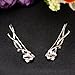 EVER FAITH 925 Sterling Silver CZ Flower Ear Cuff Wrap Sweep Hook Wedding Earrings 1 Pair Clear