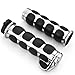 Chrome Billet Aluminum Bar End Cap Black Soft Gel Rubber Hand Grips w/ Palm Rest Fits Custom Motorcylce 7/8