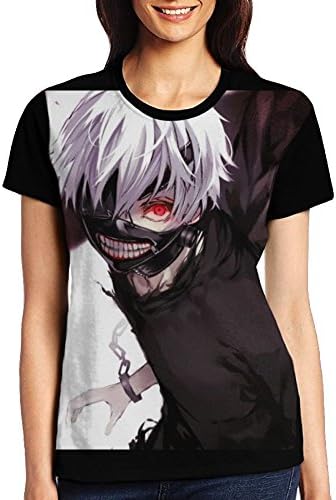 JieKeTieShen Women's Tokyo Ghoul 3D Printed Short Sleeve Funny Tee Shirt