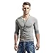 Wiekose Fitting Men Soft Stretchy Long Sleeves Athletic Muscle Cotton T Shirt (Large, Grey)