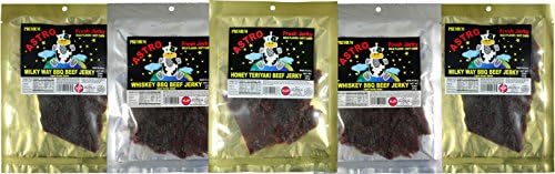 Astro Fresh Jerky Premium Gourmet Beef Jerky Bulk (3-5 Pack) (BBQ Baked Pack, Five 2oz. bags)