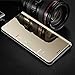 IKASEFU PU Leather Electroplate Plating Stand PC Mirror Flip Folio Case Cover Protective Ultra Slim Thin Full Body Protective Case Compatible with Samsung Galaxy S6 Edge Plus,Gold