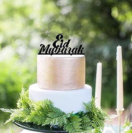 Amazon Com Eid Mubarak Cake Topper For Ramadan Decorations Black
