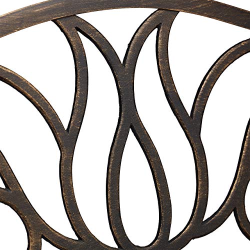 Relaxdays Gartenbank Antik 2 Personen, Balkon, Terrasse, Premium Rostschutz, Metallbank 90x127,5x63 cm, schwarz-bronze – Bild 7