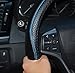 Rueesh Leather Car Steering Wheel Cover - Heavy Duty, Thick, Durable, Elegant, No Smell, Universal 15 Inch Steering Cover, Anti-slip Embossing Pattern A, Black with Blue Line