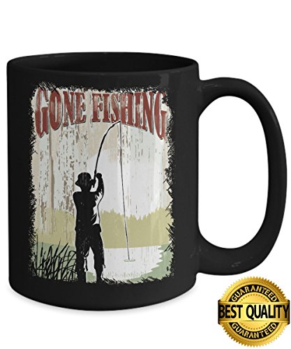 BEST QUALITY, Gone Fishing Mug, Funny Fishing Coffee Mug, Fishing Gifts, 11 & 15 Ounce Ceramic Coffee or Tea Mug By Stormcool