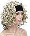 Kalyss Shoulder Length 3/4 Half Women’s Wig Fluffy Curly Premium Synthetic Blonde Hair Wig For Women With Black Headband