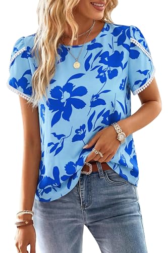 PRETTYGARDEN Womens Ruffle Petal Sleeve Lace Crochet Floral Boho Tunic Top at Amazon