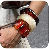 eartif 3Pcs Chunky Acrylic Bangle Bracelets for Women Big Resin Bangle Stack Bracelets Set Wide Oval Acrylic Bracelets Statement Jewelry