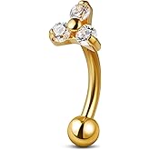 FINE4U 1PC Rook Piercing Jewelry 16g 8mm 6mm - ASTM F136 Titanium Rook Earrings, Curved Barbell Body Jewelry