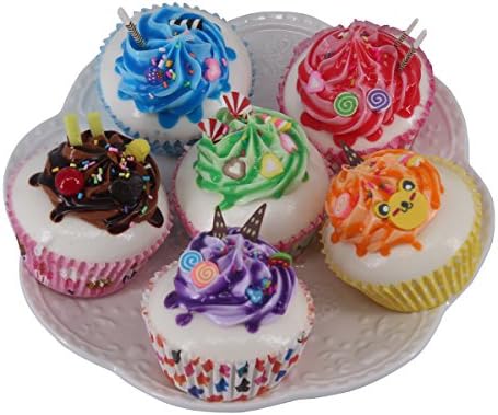 Greatflower Pack of 6 Artificial Cupcake Model Fake Cake,Mixed Colors