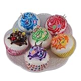 Greatflower Pack of 6 Artificial Cupcake Model Fake Cake,Mixed Colors