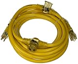 Yellow Jacket 2830 Woods STW Adapter Cord with 3-Outlet Lighted Power Block, 3 12 Awg Bare Conductor, 25 Ft L, Foot, Copper