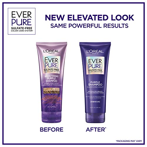 L'Oreal Paris EverPure Sulfate Free Brass Toning Purple Shampoo for Blonde, Bleached, Silver, or Brown Highlighted Hair… - Image 3