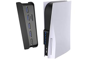 USB HUB for PS5, Joso 5 Ports USB Extender High-Speed Expansion Adapter Charger for PlayStation 5 Accessories, with 4 USB Ports + 1 USB Charging Port + 1 Type C Port