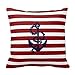 HLPPC Reversible Red Blue Nautical Anchor Polyester Pillow Cover Throw Pillowcase 18 x 18 Inches Square Throw Pillow Cover