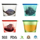 Reusable Silicone Food Storage Preservation Bags Container Versatile Cooking Bag for Freeze, Steam, Heat, Microwave Fruits Vegetables Meat Milk and More (Set of 4)