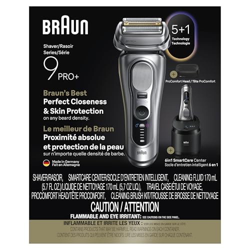 Braun Series 9 PRO+ Afeitadora eléctrica, Pro SensoAdapt, Centro SmartCare 6 en 1, 9697CC, Plata Braun Series 9 PRO+ Afeitadora eléctrica, Pro SensoAdapt, Centro SmartCare 6 en 1, 9697CC, Plata