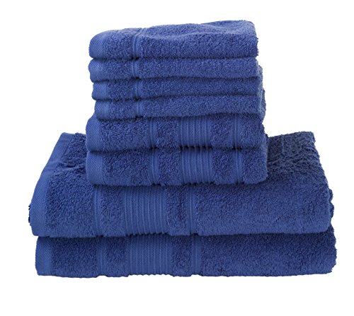 Qute Home 8 Piece Towel Set | Premium Quality Luxury Turkish Towels 2 Bath Towels, 2 Hand Towels, 4 Washcloths - NAVY BLUE