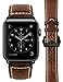 For Apple Watch Band 42mm, SHINACE Genuine Leather iWatch Replacement Wristband Bracelet Strap for iWatch Series 3/2/1 with Secure Metal Clasp Classic Buckle(Coffee Brown with Black Buckle)