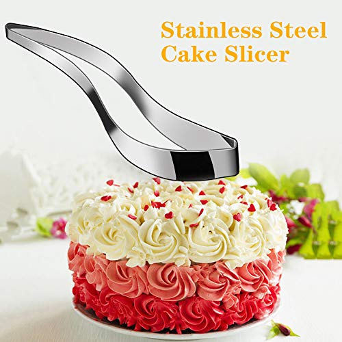Stainless Steel Cake Slice Cake Pie Pastry Server One-Hand Design Cake Cutter Easy to Use Slicer Pie Knife Cake Lifter Tools Kitchen Utensils Plastic Gadget Perfect Presentation Cake (Bright silver)
