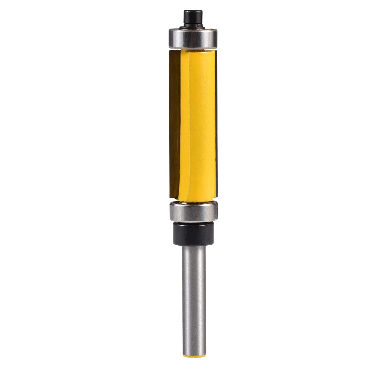 KATUR Top and Bottom Bearing Flush Trim Router Bits, Woodworking Milling Cutter Router Bit with 1/4 Inch Shank and 38mm Cutting Length (Yellow,1/4" Shank,38mm Depth)
