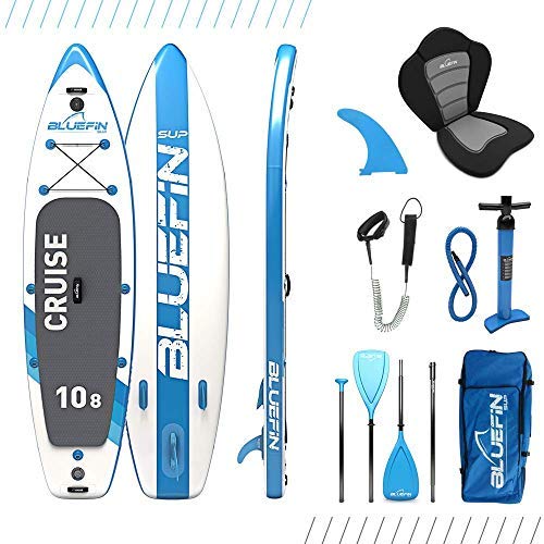 Bluefin SUP Stand Up Inflatable Paddle Board with Kayak Conversion Kit | Ultimate iSUP Kayak Bundle (Blue 10'8")