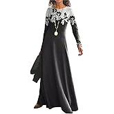OSCORP Women’s Round Neck Long Sleeve Maxi Dress – Boho, Abstract, Paisley, Mandala, Geometric, Ombre, Casual Daily Wear