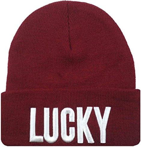 Winter Hat 3 D Lucky Knitting Winter Wool Acrylic Skullies and Beanies Hip Hop Warm Hats Gorros Bonnets HT 23 (Red Wine)