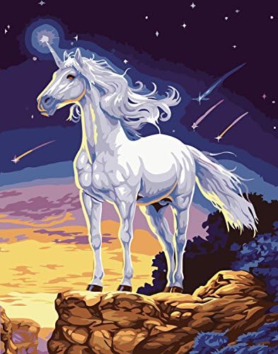 CUFUN Art Paint by Numbers Kit DIY Pre-Printed Canvas Oil Painting Gifts for Kids Adults Wall Decor without Frame Unicorn 40x50cm