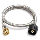 SHINESTAR Upgraded 1690 Bulk Tank Adapter Hose, 3 Foot Stainless Steel Braided Propane Adapter Hose Gas Tank Converter Replacement for Blackstone Table Top Grill and Other Small Gas Appliance