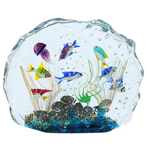 GlassOfVenice Large Murano Glass Aquarium with Fish and Sea