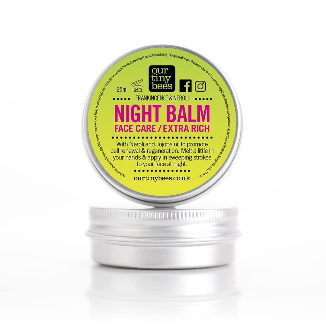 Frankincense and Neroli Face Balm | 100% Natural Night Balm | Anti-Ageing, Rejuvenating, Nurturing & Nourishing | Deeply Moisturising & Replenishing Face Balm | Our Tiny Bees | 27ml