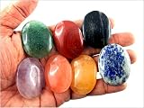 Fantastic Chakra Gemstone 7 Oval Flat Stone Set Palm Worry Stone Thumb Stone Crystal Therapy Geometry