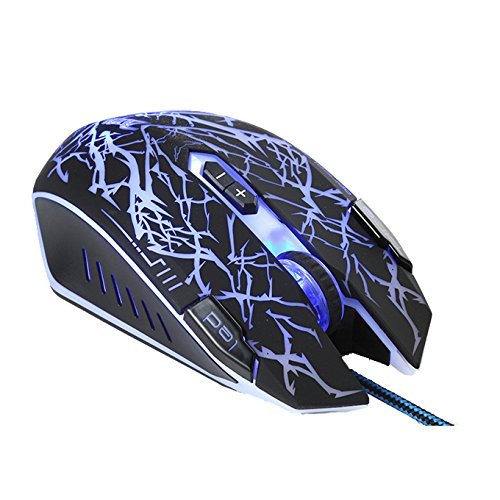 Zelotes 2500 DPI Wired USB Optical Gaming Mouse Mice with 9 Programmable Buttons For Mac Laptop PC by AFUNTA - Black(C-17)