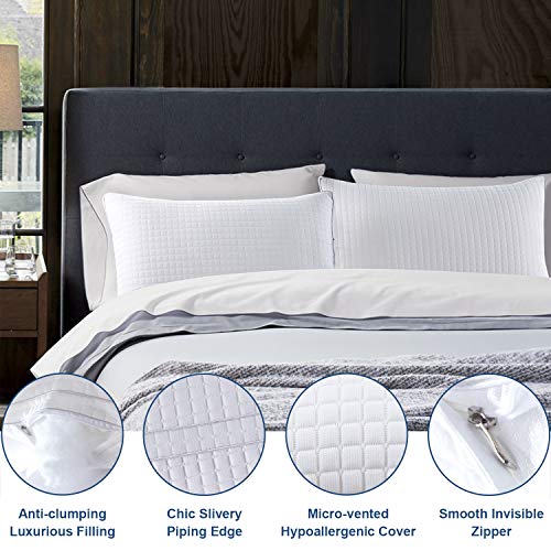 2 Pack Bed Pillows for Sleeping-Hypoallergenic Down Alternative Sleeping Bed Pillow with Plush Fiber Fill, Adjustable Hotel Collection Pillow for Back, Stomach, Side Sleepers-Queen Size(18X28Inches)