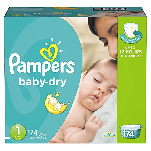 Diapers Size 1, 174 Count - Pampers Baby Dry Disposable Baby Diapers, Giant