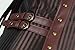 Charmian Men's Spiral Steel Boned Victorian Steampunk Gothic Retro Stripe Waistcoat Vest with Chain Brown X-Large