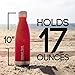 Thermo Tank Insulated Stainless Steel Water Bottle - Ice Cold 36 Hours! Vacuum + Copper Technology - 17 Ounce (Deep Red, 17oz)