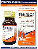 Pharmaton Capsules Stress Fatigue Tiredness Exhaustion Ginseng G115 Optimal Physical and Mental Performance 30 Capsules Bottle Ideal Size for Taking