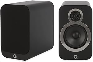 Q Acoustics 3020i Bookshelf Speakers Pair Carbon Black - 2-Way Reflex Enclosure Type, 5" Bass Driver, 0.9" Tweeter - Stereo Speakers/Passive Speakers for Home Theater Sound System