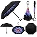 Rainlax Inverted Umbrella Double Layer Windproof UV Protection Reverse Folding Umbrellas for Car Rain Outdoor with C-Shaped Handle (Black&Glaze)