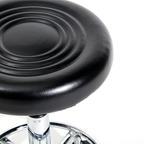Z ZTDM Adjustable Barber Salon Work Stool Hydraulic Circular Cushion Rolling Chair With Foot Rest (Round with pattern, Black)