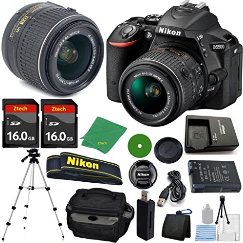 Nikon D5500 Digital SLR - International Version (No Warranty), 18-55mm f/3.5-5.6 DX VR, 2pcs 16GB ZeeTech Memory, Camera Case Nikon D5500 Digital SLR - International Version (No Warranty), 18-55mm f/3.5-5.6 DX VR, 2pcs 16GB ZeeTech Memory, Camera Case