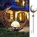 Garden Solar Lights Outdoor Decorations Lawn Ornaments Moon Crackle Glass Globe Solar Stake Light IP64 Waterproof Solar Powered Stake Lights for Garden Patio Backyard Pathway
