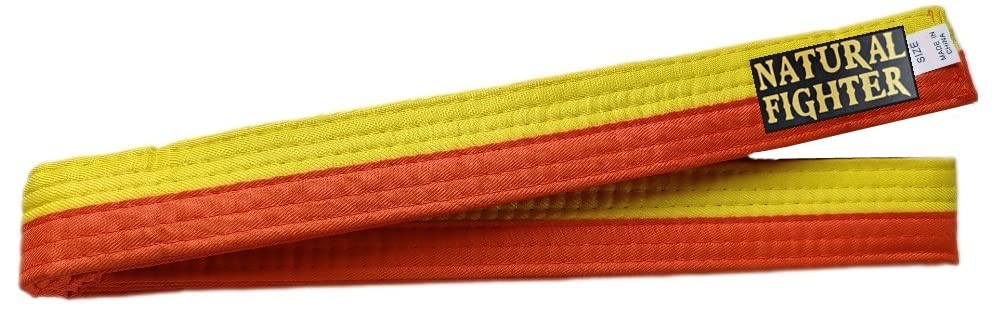 mmasport Karate Judo Aikido Taekwondo Belt for Martial Arts in Basic Cotton (Yellow/Orange, 240)