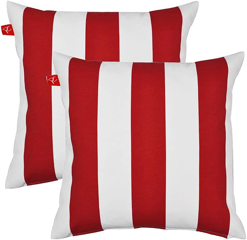 Pcinfuns Patio Indoor/Outdoor Stripe Red and White Throw Pillow Cushion Cover Decorative Replacement Cushion Case Square 18