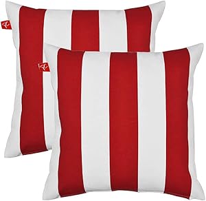 Pcinfuns Patio Indoor/Outdoor Stripe Red and White Throw Pillow Cushion Cover Decorative Replacement Cushion Case Square 18
