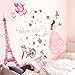 Iuhan Bonjour Paris Wall Sticker Lovely Sweet Girl with Rose Mural Decor Bedroom Home Sticker Wall